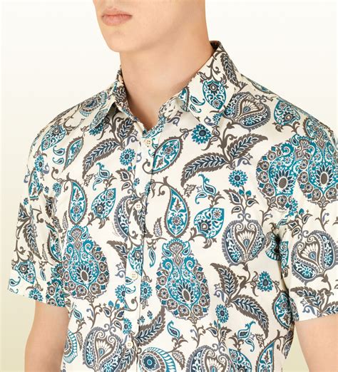 short sleeve shirt gucci|Gucci blue and gold shirt.